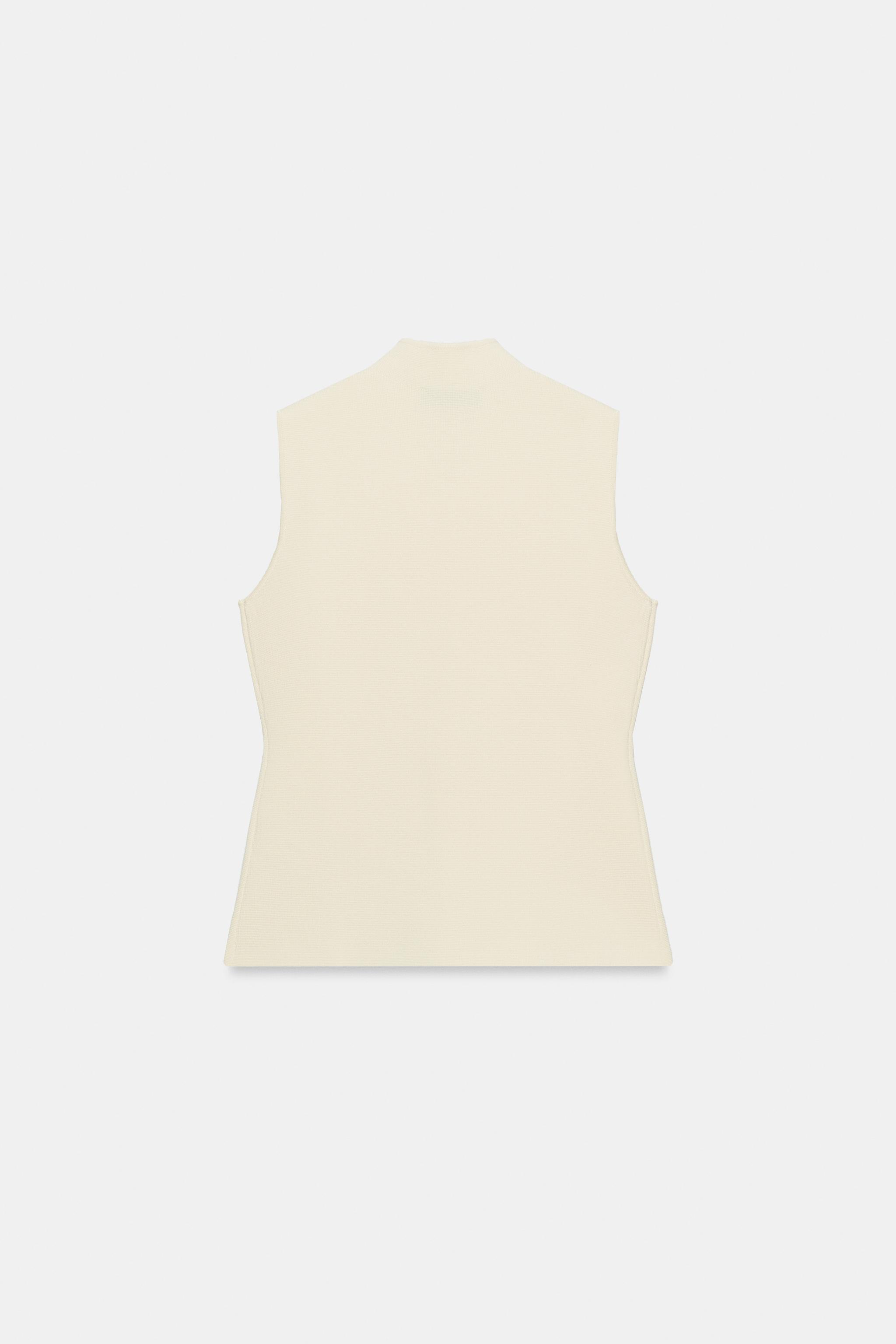 KNIT VEST TOP WITH COVERED BUTTONS